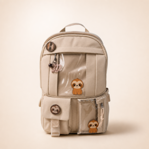 Mochila Preguicinha Aventura Bege
